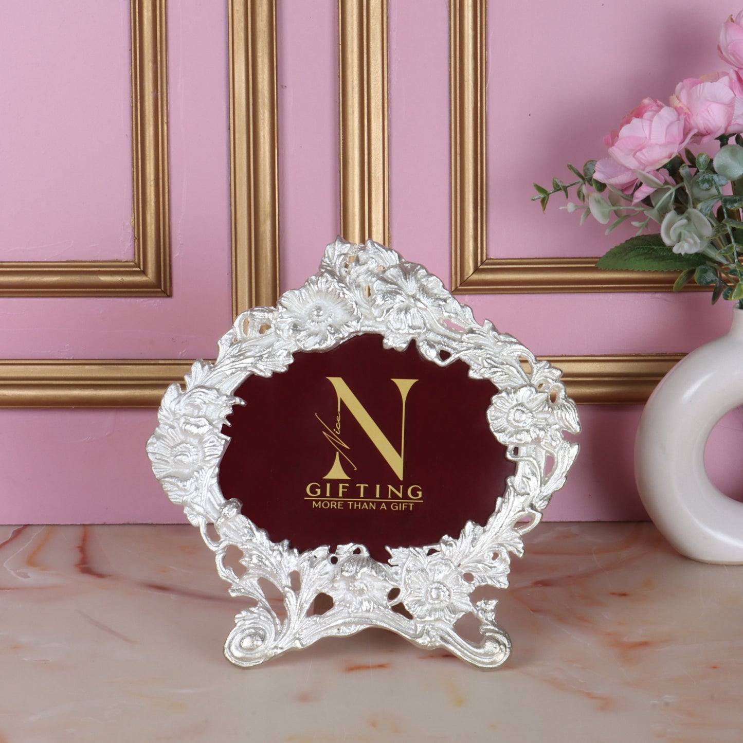 Ornate Floral Silver Photo Frame