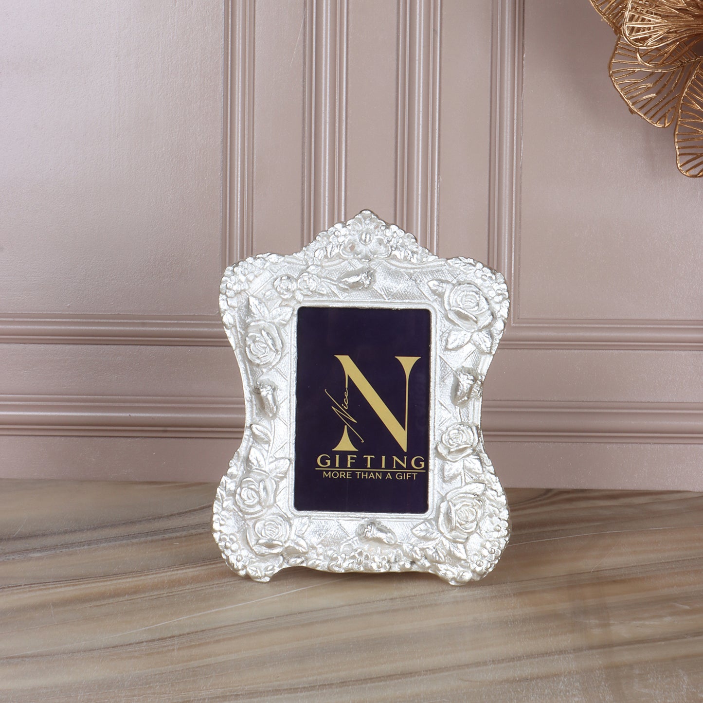 Silver Vintage Floral Gold Delight | Silver Photo Frame