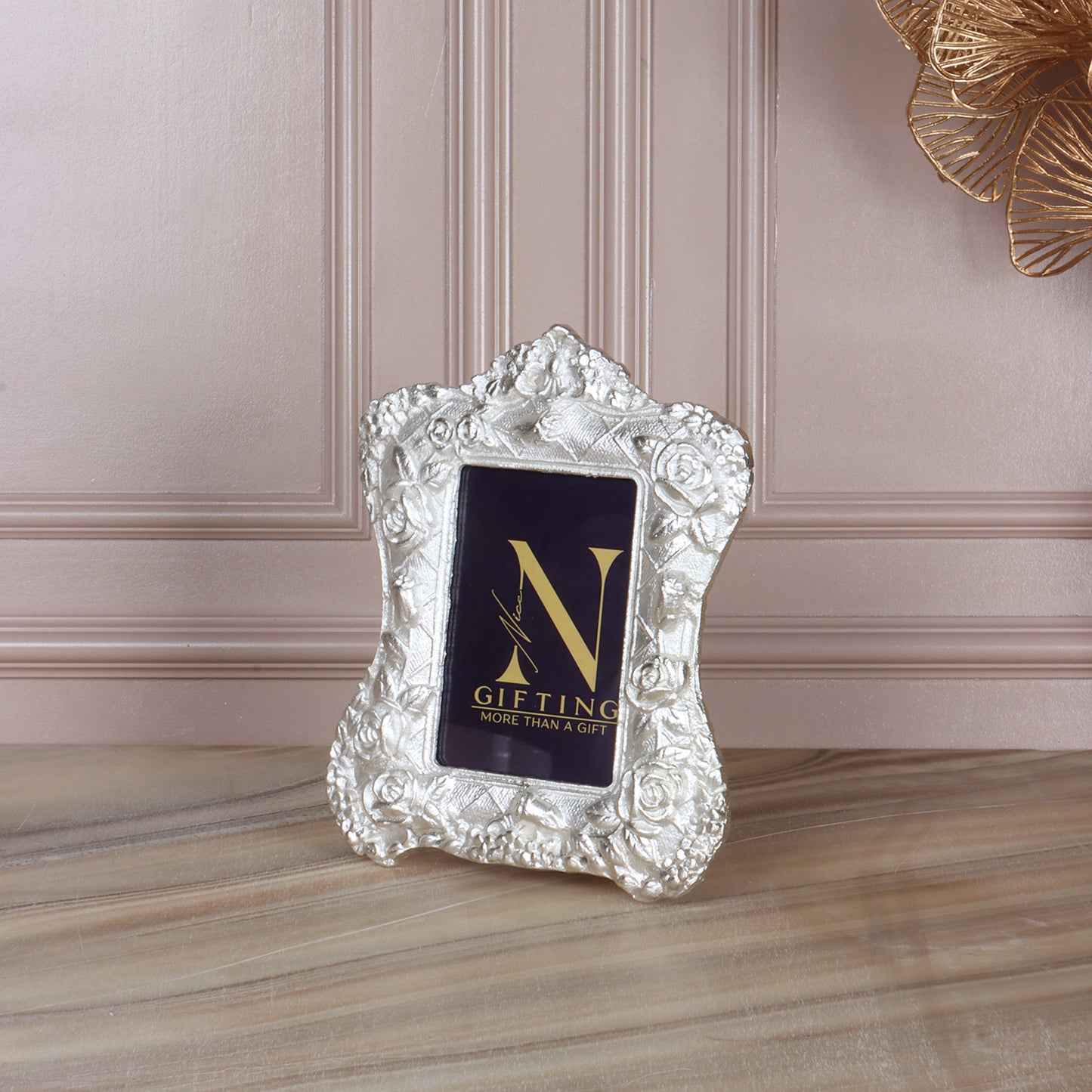 Silver Vintage Floral Gold Delight | Silver Photo Frame