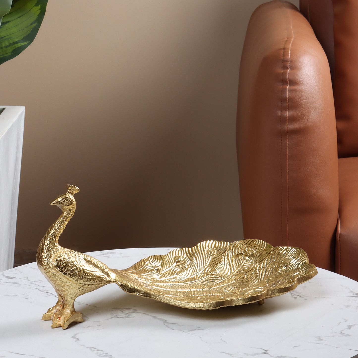 Majestic Golden Peacock Tray