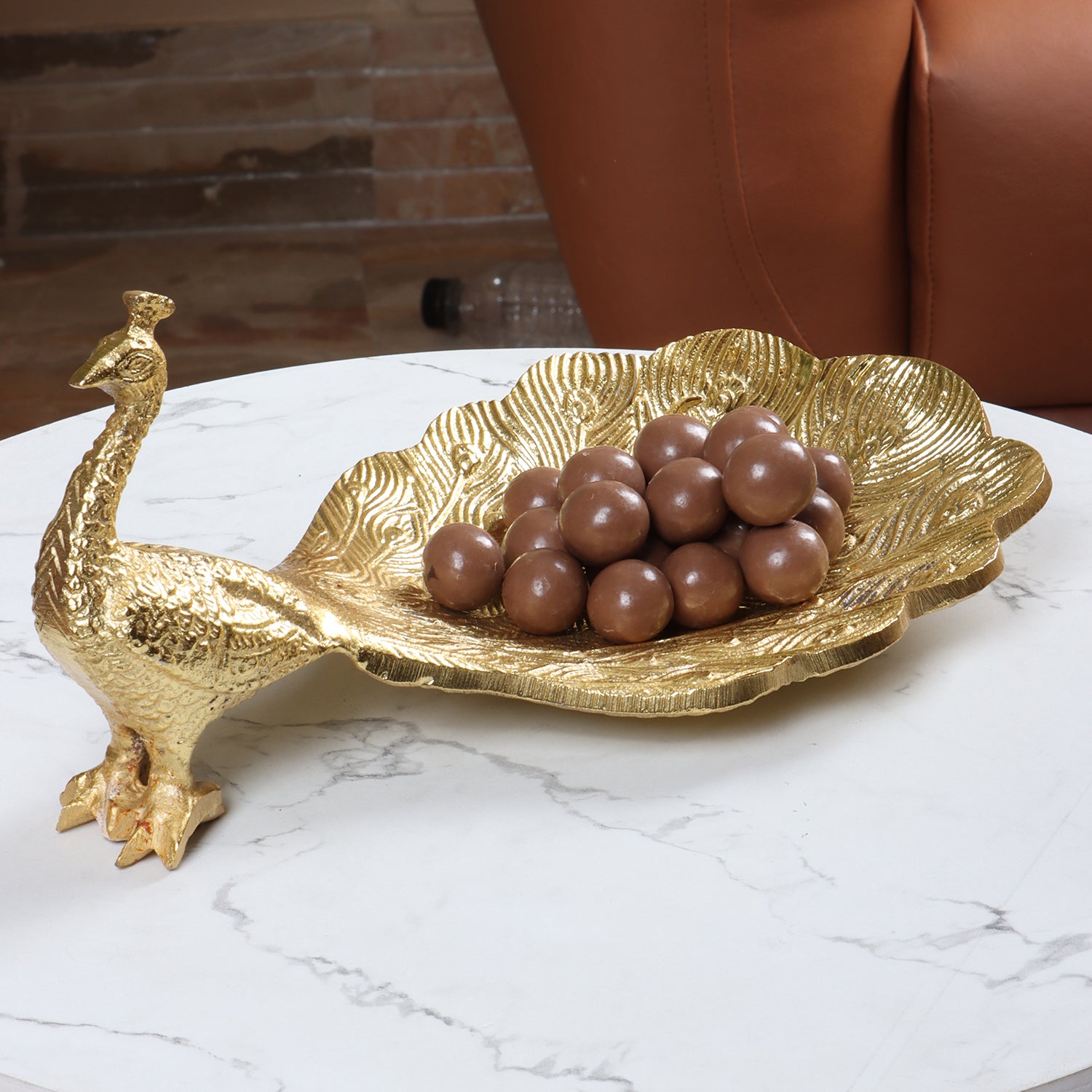 Majestic Golden Peacock Tray