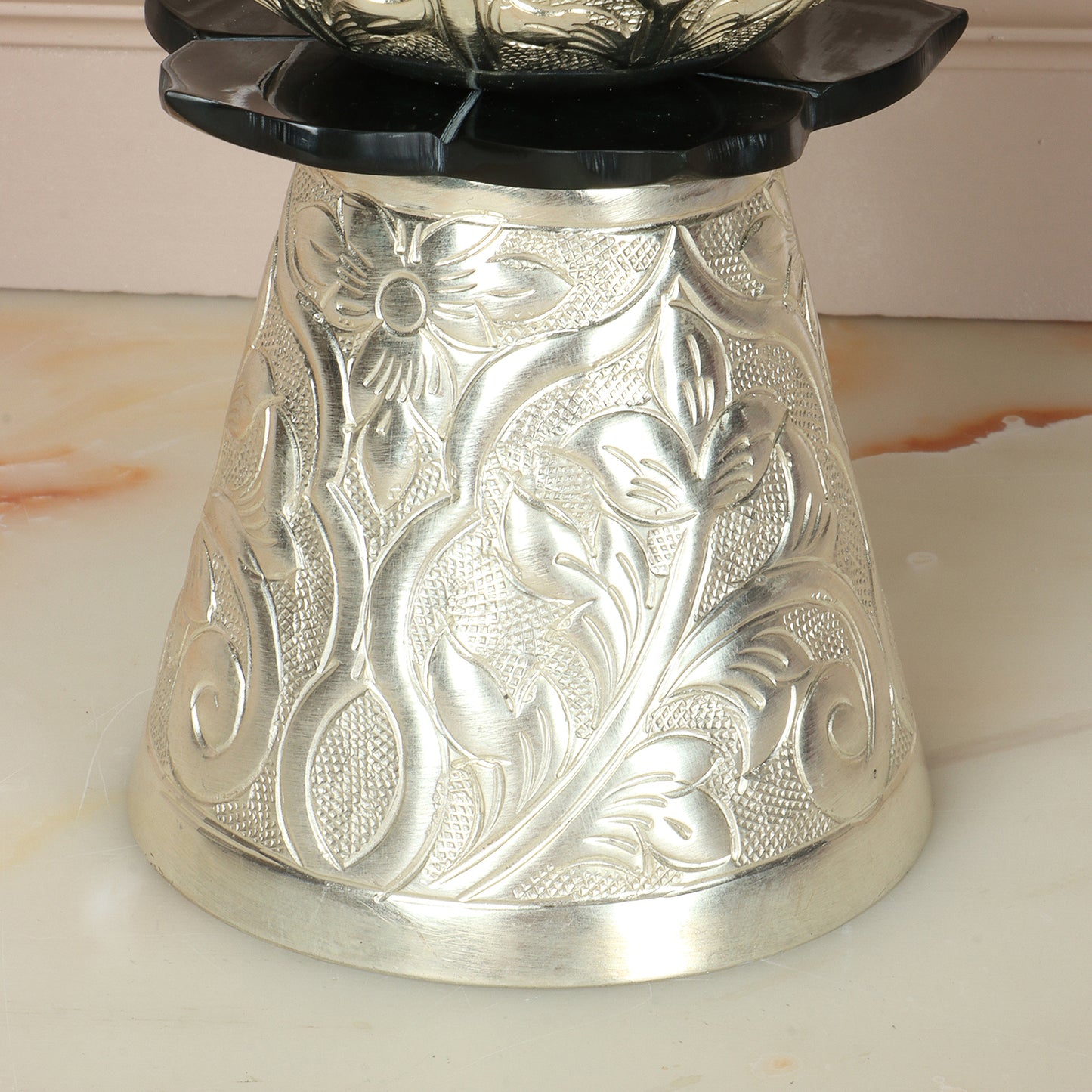 Ornate German Silver Lotus Stand