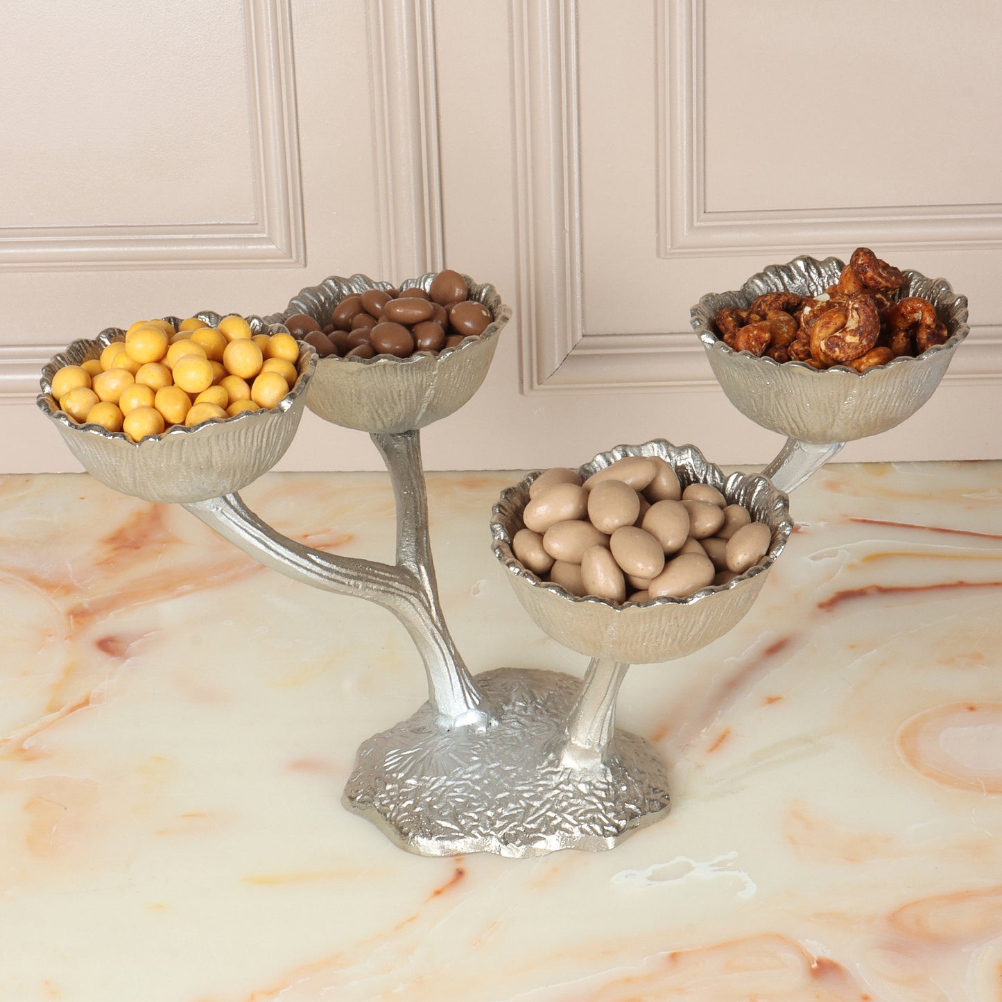 Silver Quadruple Bowl with Stand