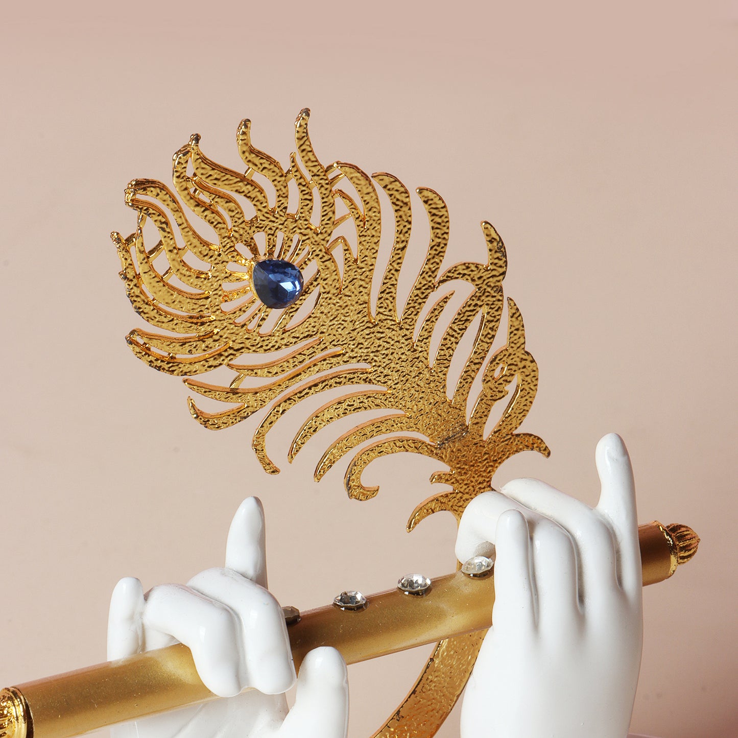 Krishna Flute with Peacock Feather Decor