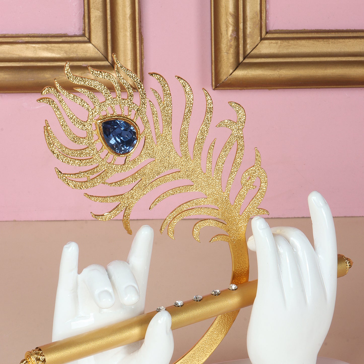 Krishna Flute with Peacock Feather Decor