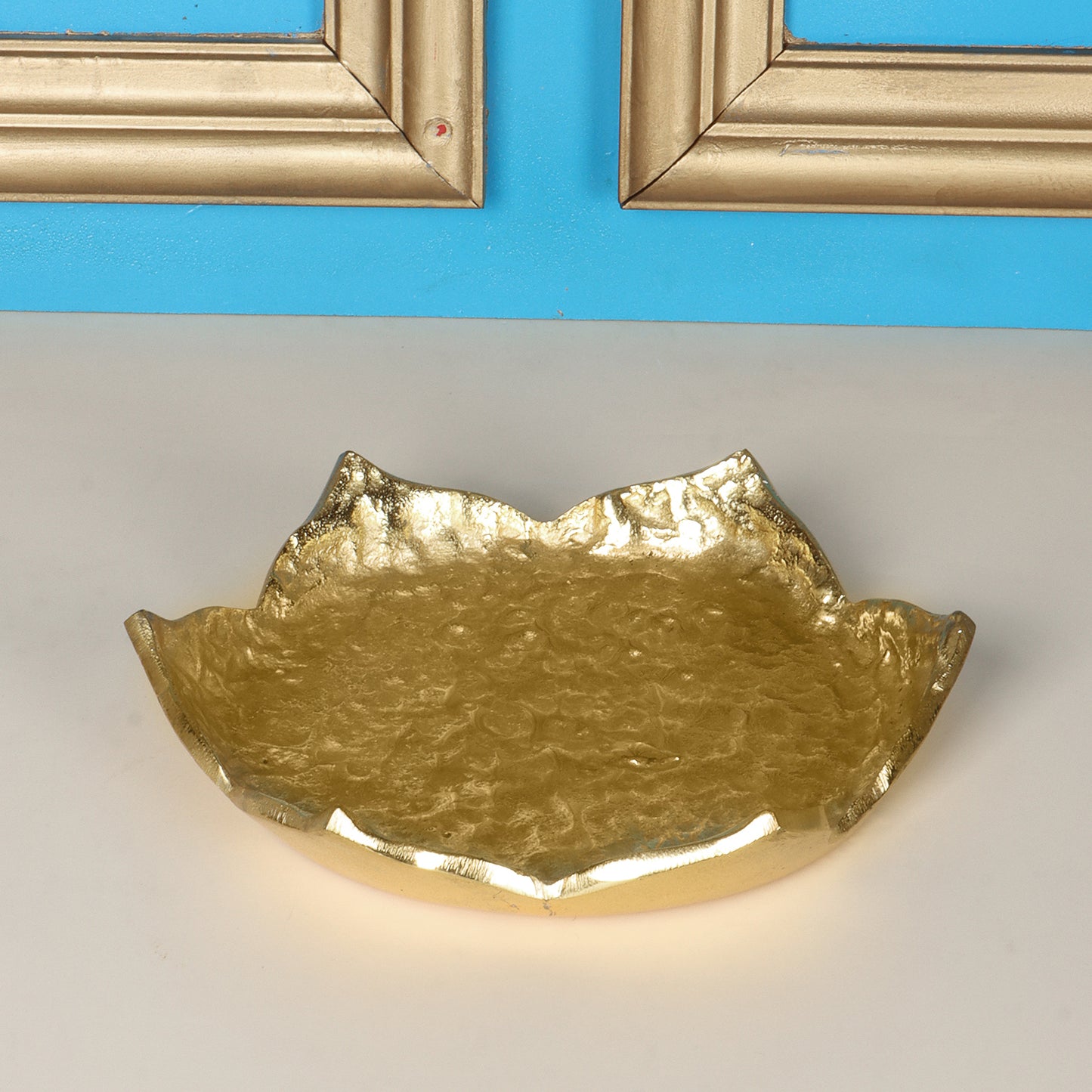 Golden Leaf-Shaped Decorative Tray