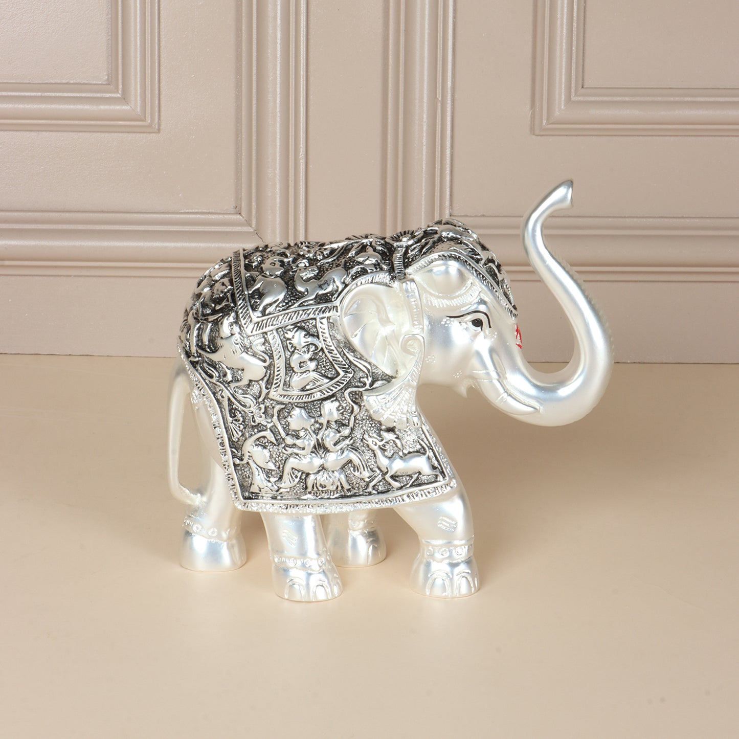 999 Silver plated carving elephant Set Of Two