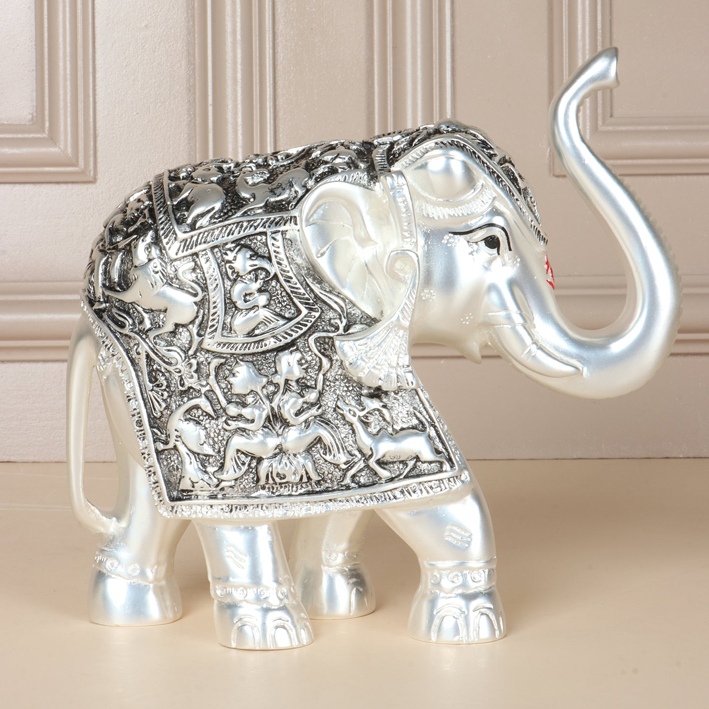 999 Silver plated carving elephant Set Of Two